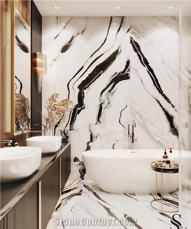 China Panda White Marble Tile Bathroom Project Wall Cover
