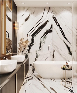China Panda White Marble Tile Bathroom Project Wall Cover