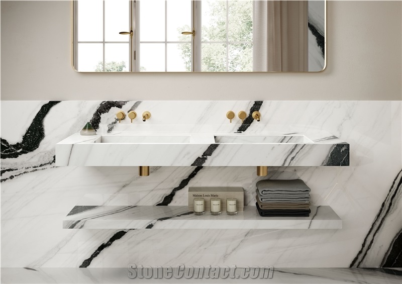 China Panda White Marble Tile Bathroom Project Wall Cover