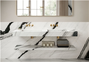 China Panda White Marble Tile Bathroom Project Wall Cover