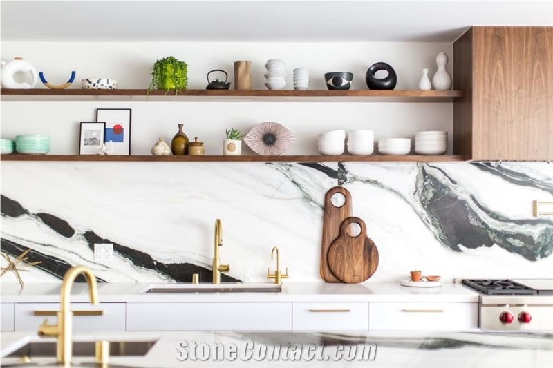 Panda White Marble Vanity Top Double Basin Hotel Project