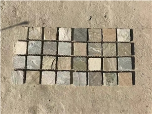 Multicolor Quartzite Cobbles On Mesh
