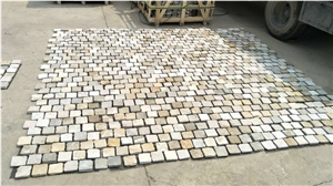 Multicolor Quartzite Cobbles On Mesh
