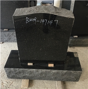 Black Granite Split Upright Monuments With Base