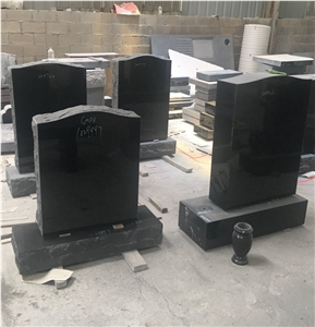Black Granite Split Upright Monuments With Base