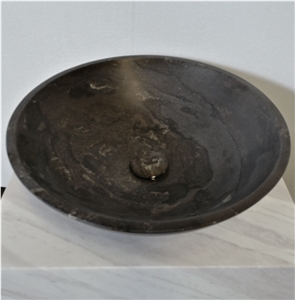 Black Marble Granite Limestone Round Basin Sink