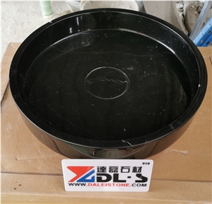 Black Marquina Marble Round Wash Basin