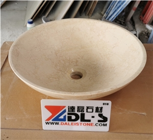 Crema Marfil Marble Wash Basin Bathroom Snk