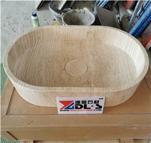 Outlet Price Super White Travertine Wash Basin