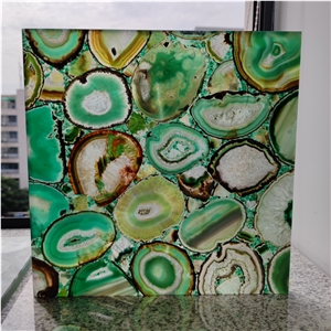Luxury Gem Stone Green Agate Semiprecious Stone Wall Panels 