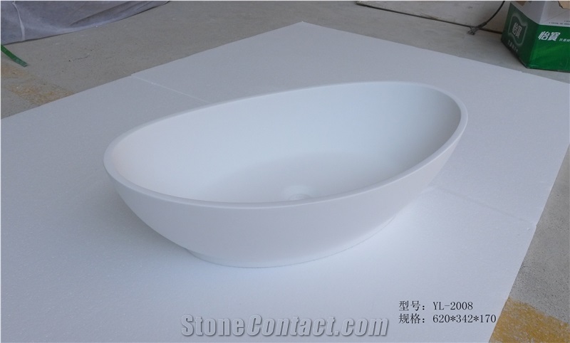 White Acrylic Solid Surface Sinks, Wash Basins