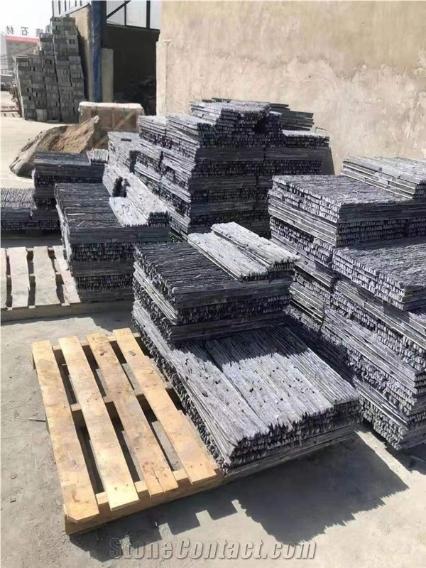 Black Slate River Run Stone Chiseled Wall Cladding Tile 
