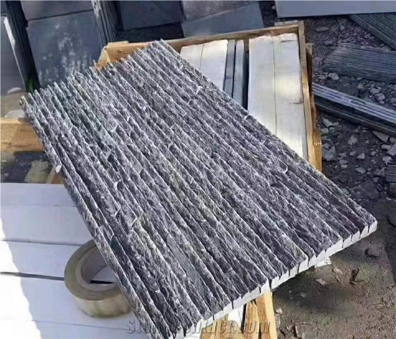 Black Slate River Run Stone Chiseled Wall Cladding Tile 