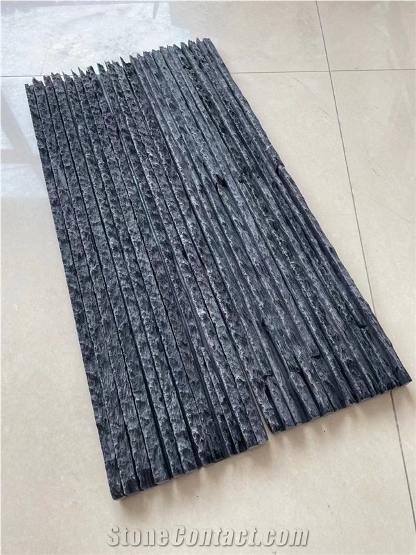 Black Slate River Run Stone Chiseled Wall Cladding Tile 