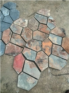 Chinese Multi Color Slate Irregular Flagstones Walkway