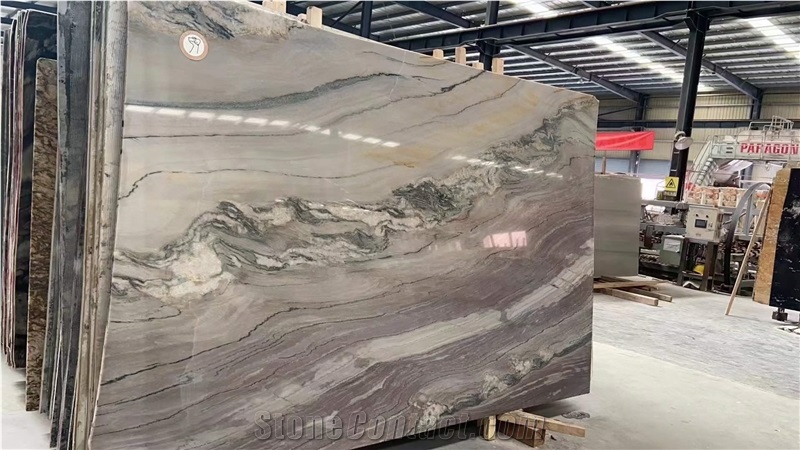 Luxury Natural Quartzie Aquarella Lilac Purple Quartz Slab