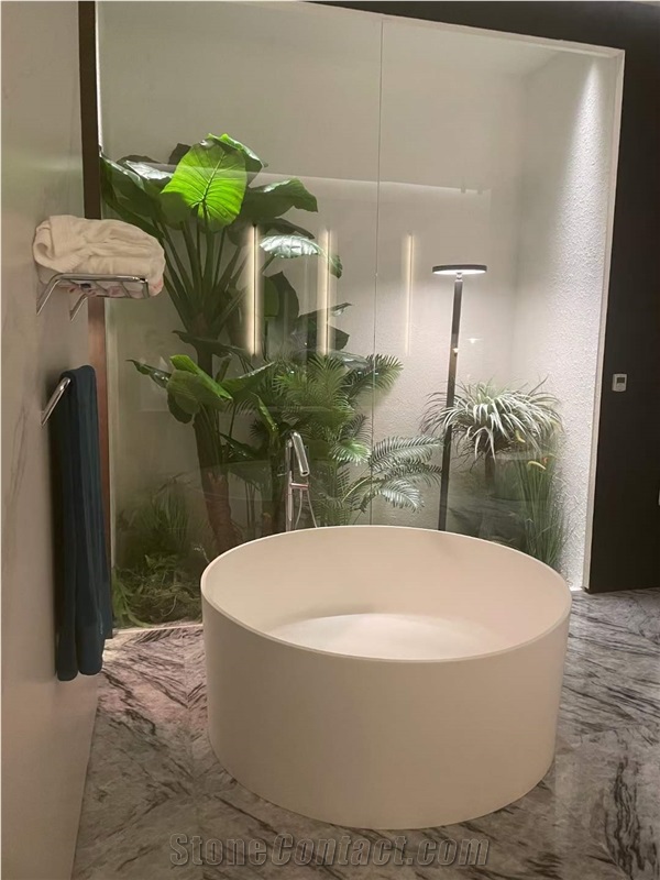 Snow Mountain White Marble Slabs For Walling/ Flooring Tiles