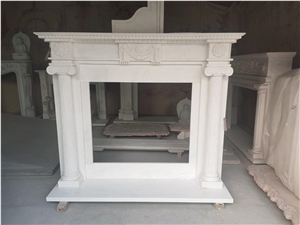 Modern Indoor Decorative White Marble Fireplace Mantel,