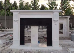 Modern Indoor Decorative White Marble Fireplace Mantel,