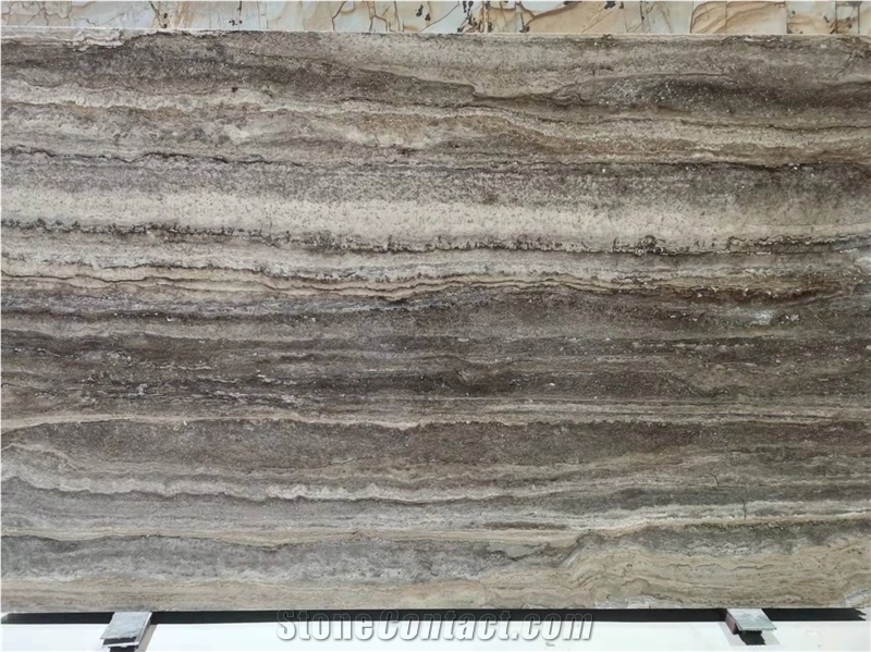 Natural Marble Silver Gray Travertine Thin Panels 