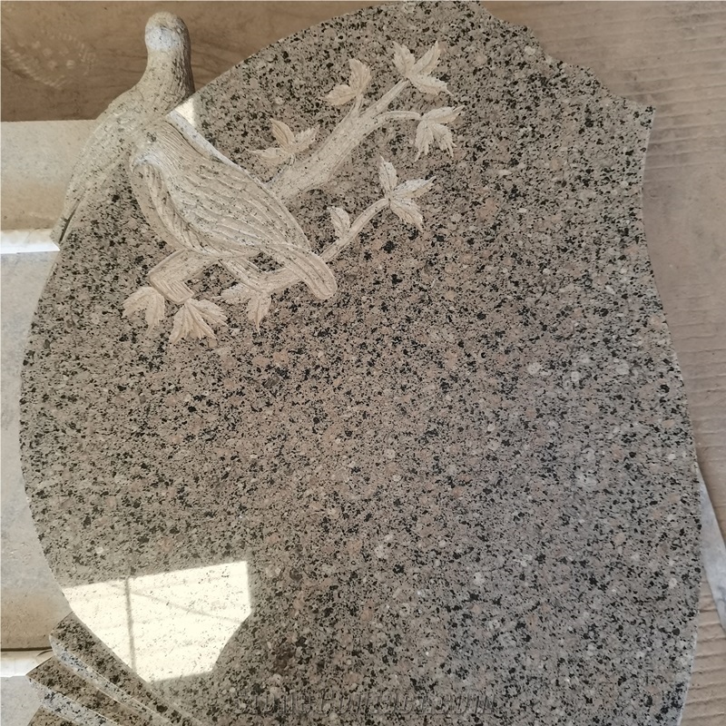 China Sapphire Granite Headstone With Bird Carving
