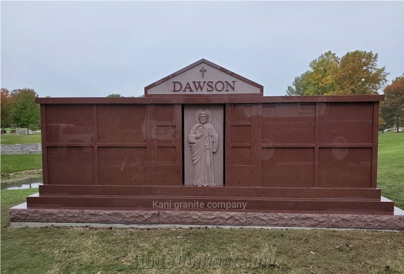 Mausoleum Crypt In Indian Red Granite 