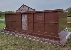 Mausoleum Crypt In Indian Red Granite 