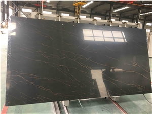 Black Quartz Slabs With White Lines For Home Decor