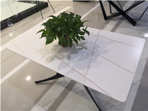 Pure White Sintered Stone Slab Tile Countertop Matt Surface