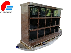 15 Niche Rectangle Columbarium Pink Granite With Black Door 