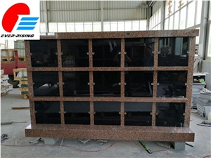 15 Niche Rectangle Columbarium Pink Granite With Black Door 