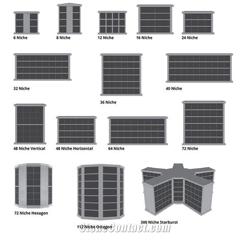 Granite Stone 72 Columbarium Niches Customized Design
