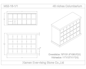 Light  Gray And Shangxi Black Granite Columbarium Niche