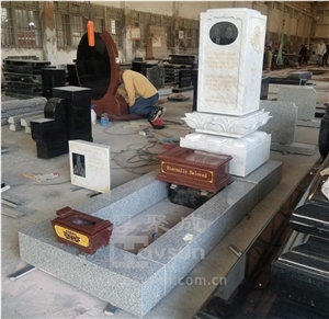 Asian Style White Marble  Lotus Monument  Tombstone 
