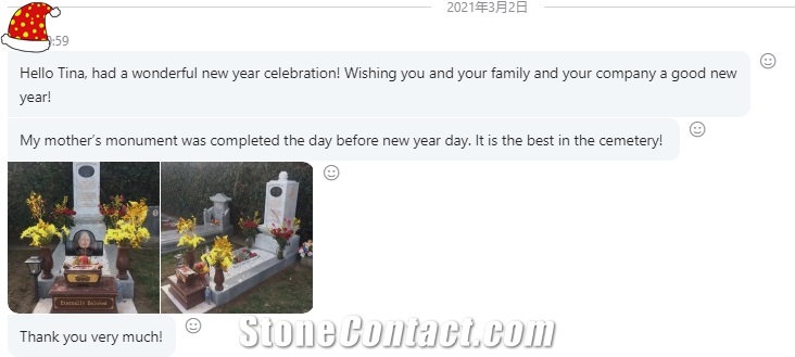 Asian Style White Marble  Lotus Monument  Tombstone 