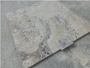 Silver Soft Grey Antique Travertine Tiles 