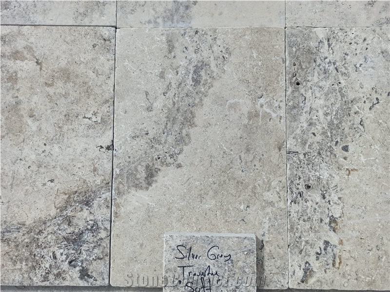 Silver Soft Grey Antique Travertine Tiles 