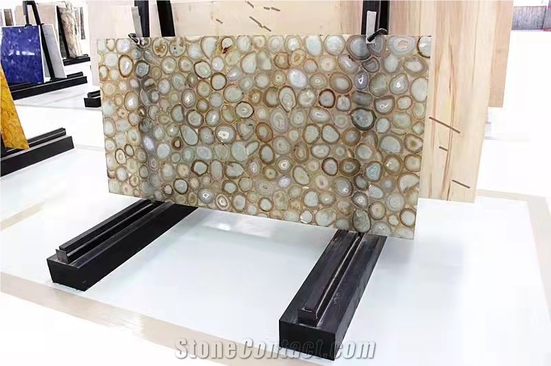 Colorful Semiprecious Agate Gemstone Backlit Slabs Tile