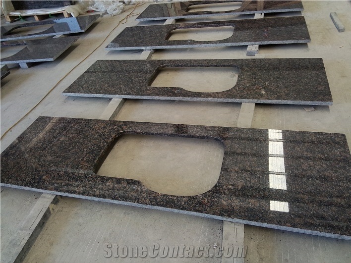 Tan Brown Countertop Granite Polished Vanity Top