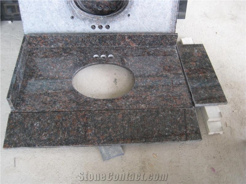 Tan Brown Countertop Granite Polished Vanity Top
