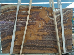 Tiger Onyx Pakistan Bookmatch Slab Tile Wall Cladding