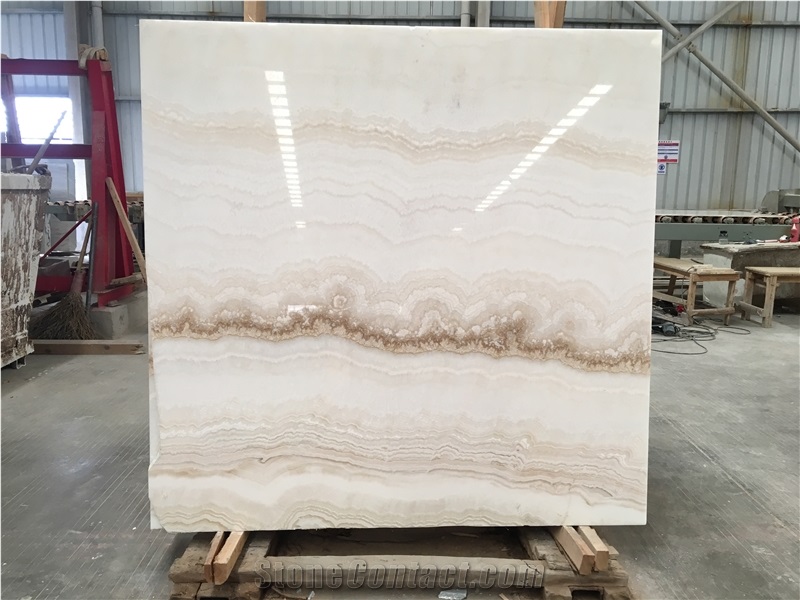 White Jade Straight Onyx Slab Wall Tile