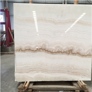 White Jade Straight Onyx Slab Wall Tile