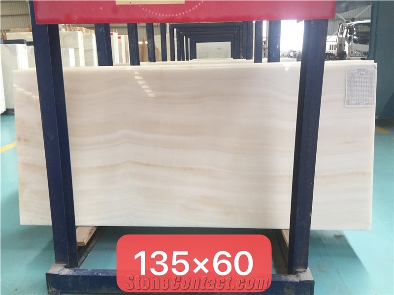 White Jade Straight Onyx Slab Wall Tile