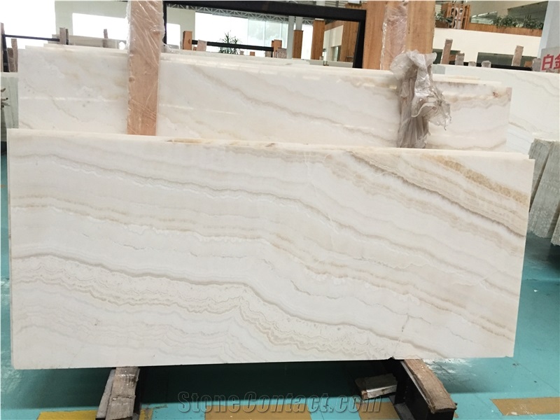 White Jade Straight Onyx Slab Wall Tile