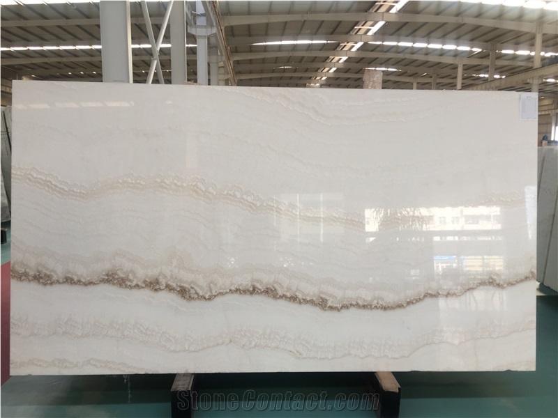 White Jade Straight Onyx Slab Wall Tile