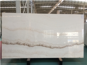 White Jade Straight Onyx Slab Wall Tile