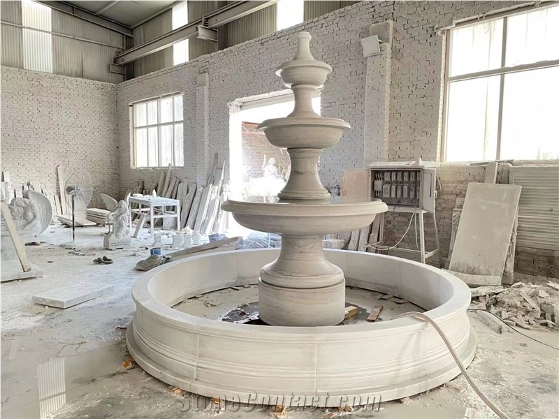 White Marble Water Fountain Customized Design Outdoor