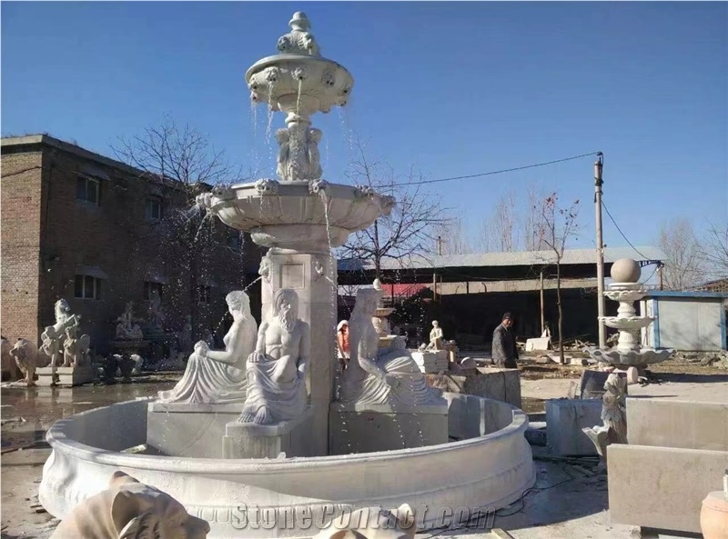 White Marble Water Fountain Customized Design Outdoor