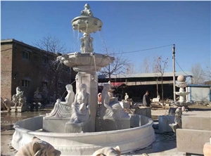 White Marble Water Fountain Customized Design Outdoor
